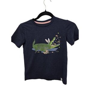 Tommy Bahama Kids Graphic T-Shirt Navy Crocodile Design Cotton Blend Size 5/6